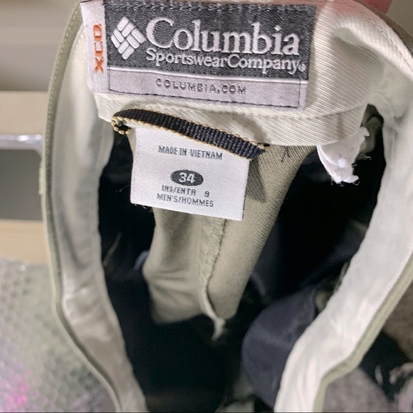 columbia XCO Hiking Shorts Green Pleated Front Relax Fit Bermuda 5 Pockets 34 - Picture 9 of 10